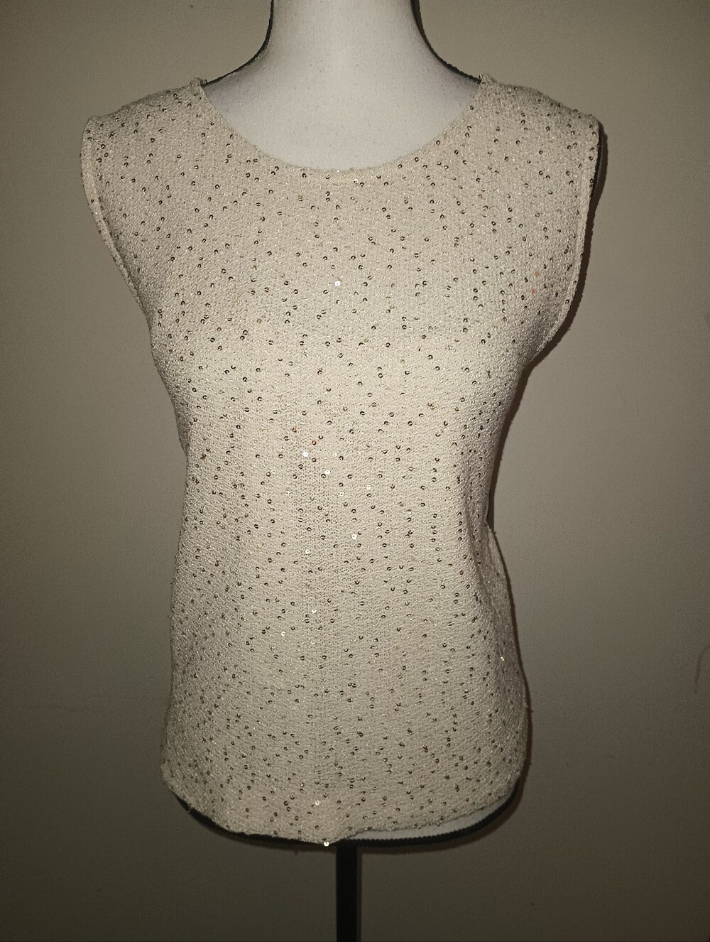 Vince Camuto Cream Sequin Sleeveless Top NWT SZXL